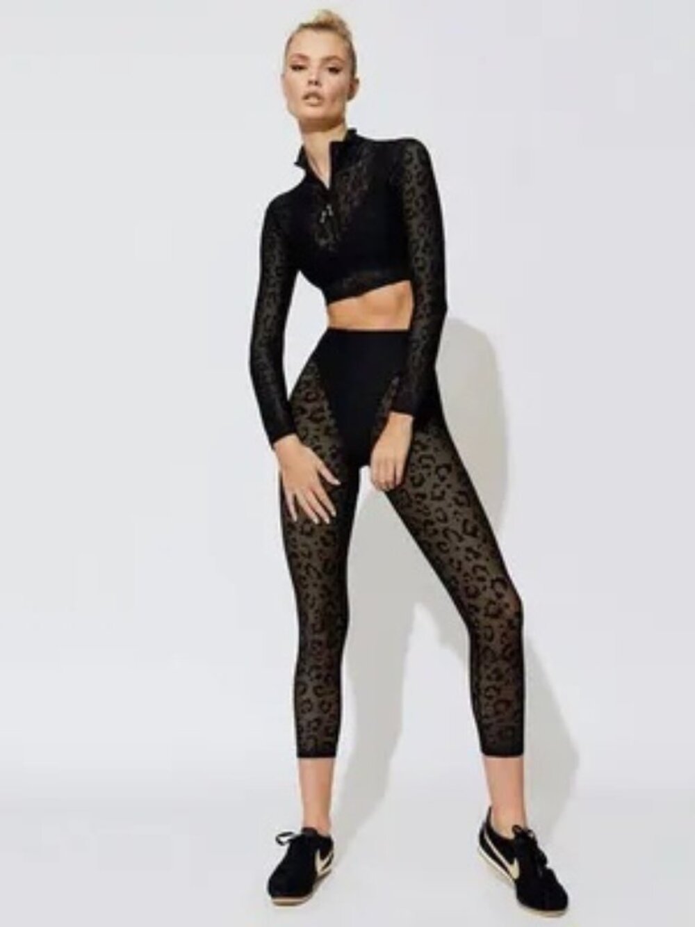 Adam Selman Sport French Cut Legging Black Leopard | Size M | EUC - Picture 2 of 7